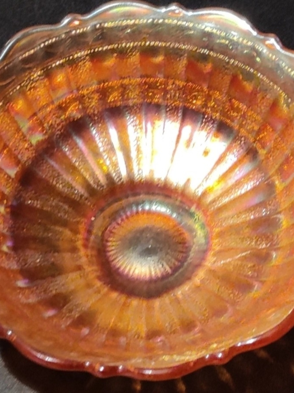 Vintage Bowl Marigold Iridescent Carnival Glass Small Bowl...Flawless
